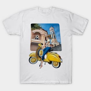 Vespa Girl and Doggy T-Shirt